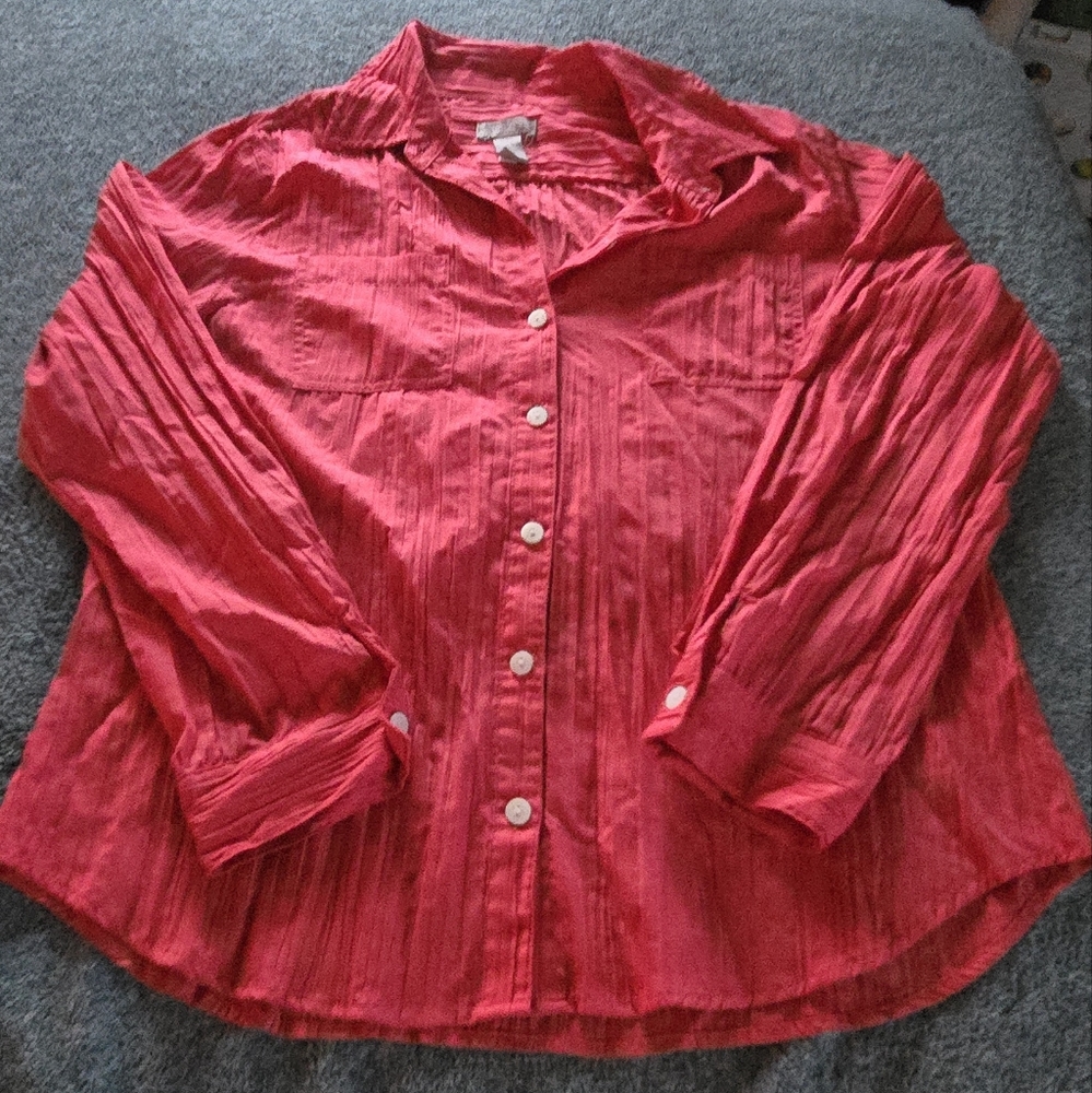 Red woman's button down blouse
